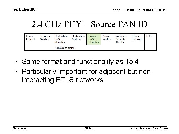 September 2009 doc. : IEEE 802. 15 -09 -0611 -01 -004 f 2. 4