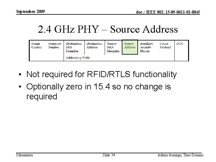 September 2009 doc. : IEEE 802. 15 -09 -0611 -01 -004 f 2. 4