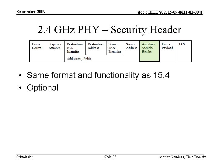 September 2009 doc. : IEEE 802. 15 -09 -0611 -01 -004 f 2. 4