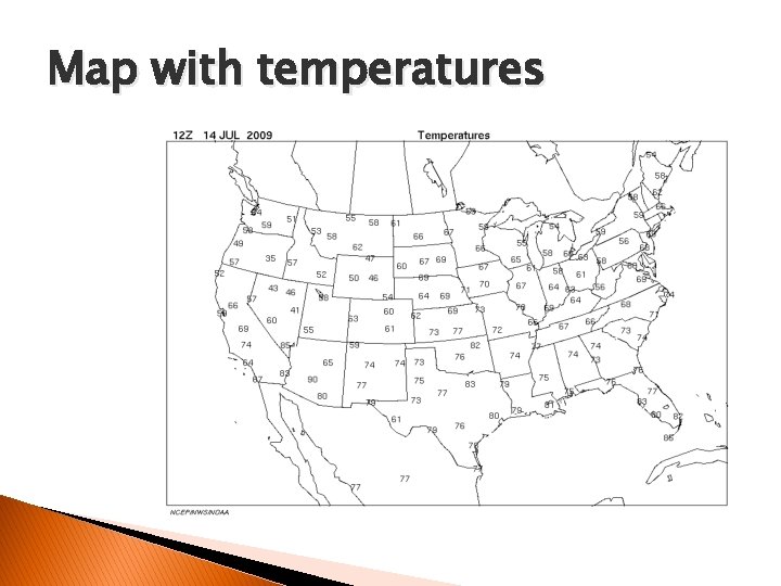Map with temperatures 