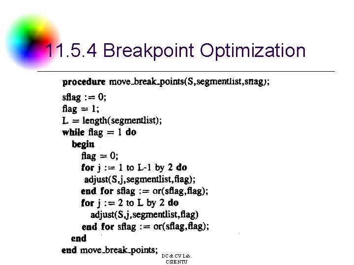 11. 5. 4 Breakpoint Optimization DC & CV Lab. CSIE NTU 