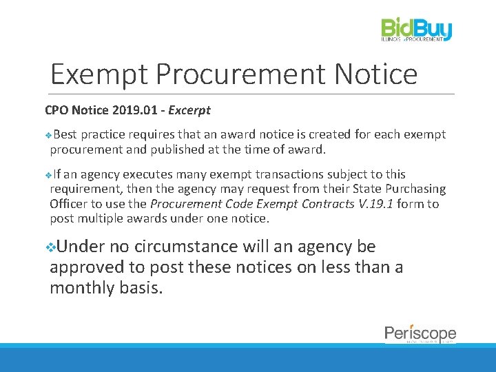 Exempt Procurement Notice CPO Notice 2019. 01 - Excerpt v. Best practice requires that