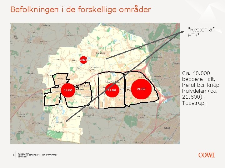 Befolkningen i de forskellige områder "Resten af HTK" Ca. 48. 800 beboere i alt,