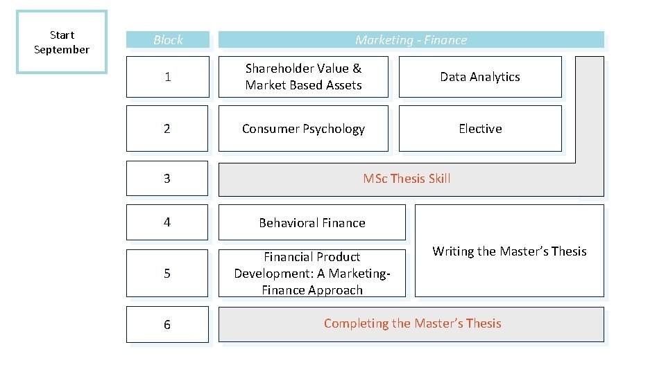 Start September Block Marketing - Finance 1 Shareholder Value & Market Based Assets Data