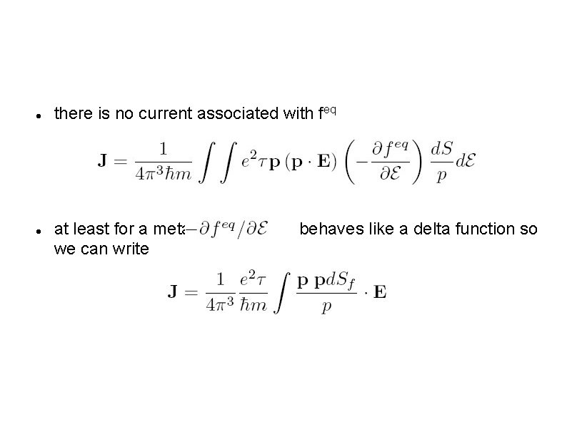  there is no current associated with feq at least for a metal we