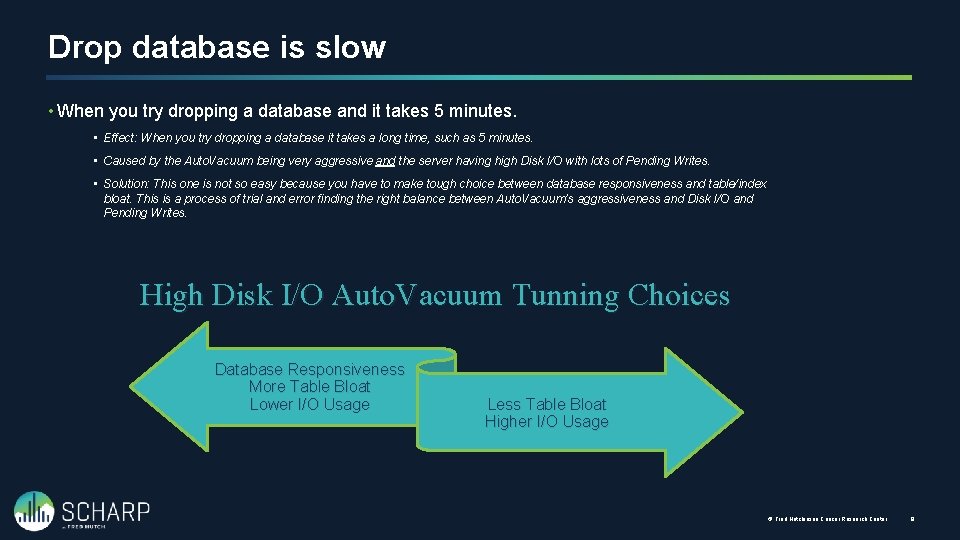 Drop database is slow • When you try dropping a database and it takes