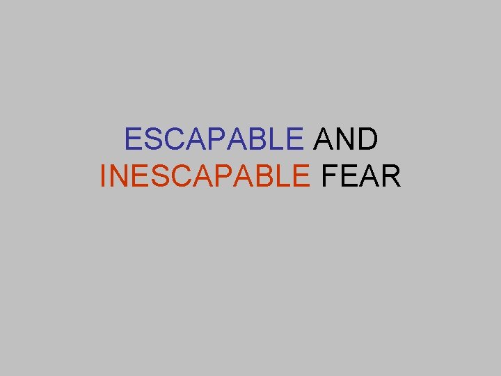 ESCAPABLE AND INESCAPABLE FEAR 