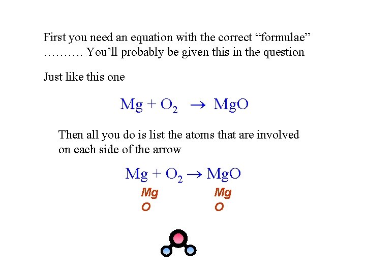First you need an equation with the correct “formulae” ………. You’ll probably be given