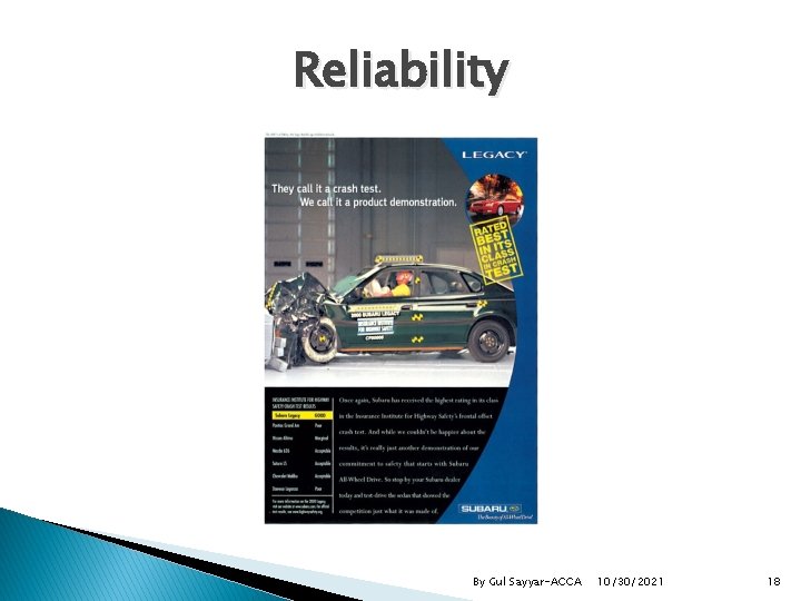 Reliability By Gul Sayyar-ACCA 10/30/2021 18 