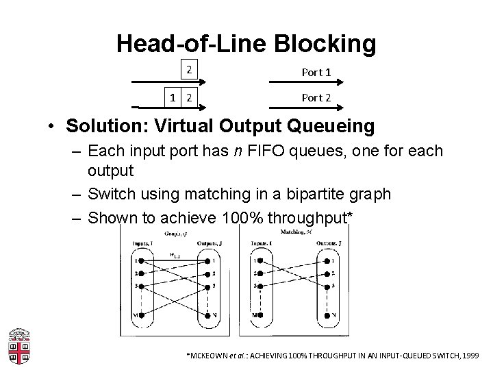 Head-of-Line Blocking 2 Port 1 1 2 Port 2 • Solution: Virtual Output Queueing