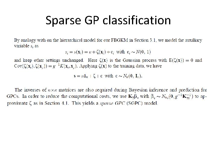 Sparse GP classification Sparse GP classification