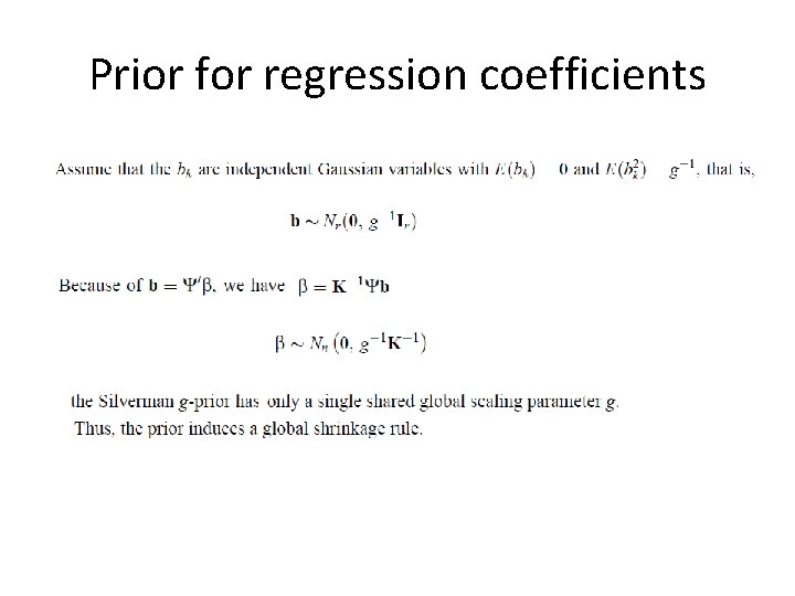 Prior for regression coefficients Prior for regression coefficients