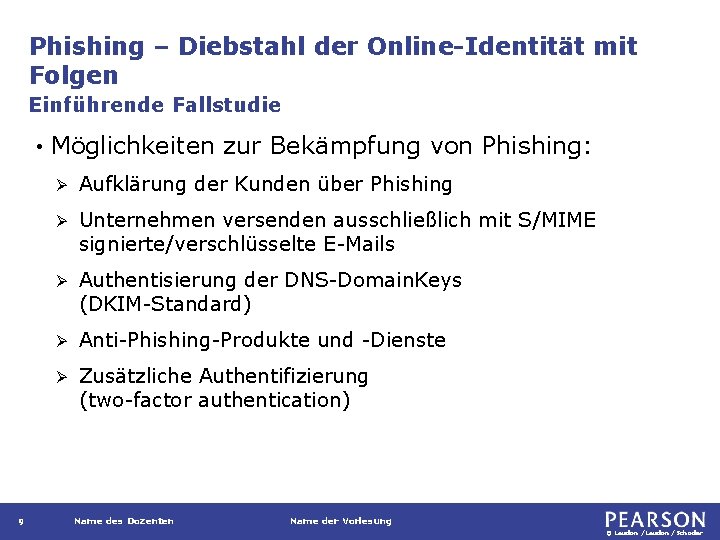 Phishing – Diebstahl der Online-Identität mit Folgen Einführende Fallstudie • 9 Möglichkeiten zur Bekämpfung