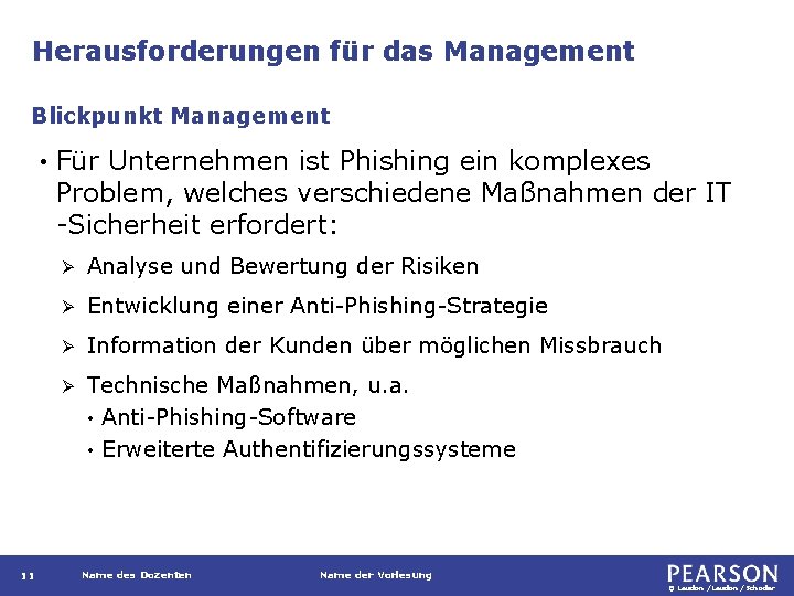 Herausforderungen für das Management Blickpunkt Management • 11 Für Unternehmen ist Phishing ein komplexes