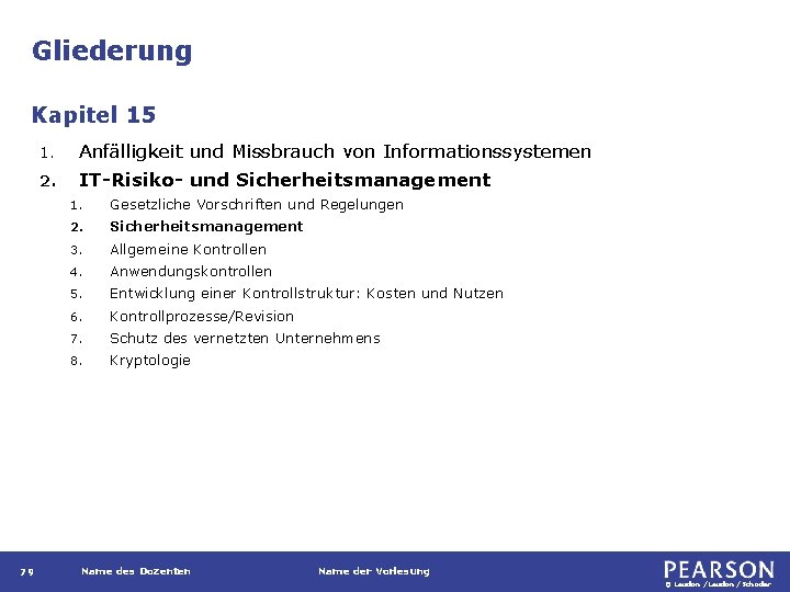 Gliederung Kapitel 15 79 1. Anfälligkeit und Missbrauch von Informationssystemen 2. IT-Risiko- und Sicherheitsmanagement