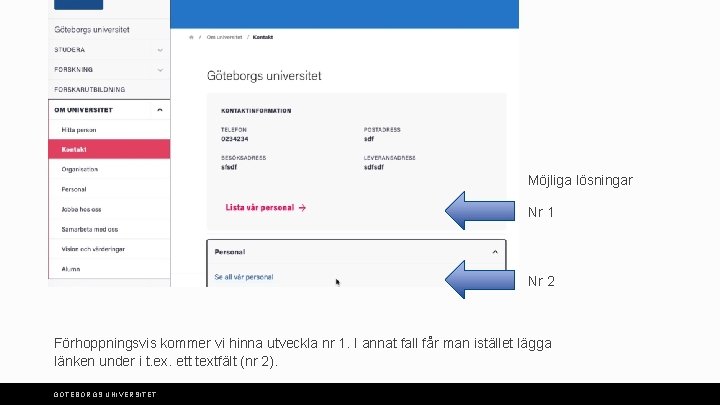 Personallistor Möjliga lösningar Nr 1 Nr 2 Förhoppningsvis kommer vi hinna utveckla nr 1.