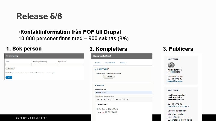 Release 5/6 • Kontaktinformation från POP till Drupal 10 000 personer finns med –