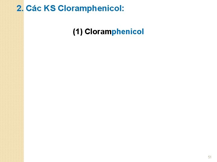 2. Các KS Cloramphenicol: (1) Cloramphenicol 51 