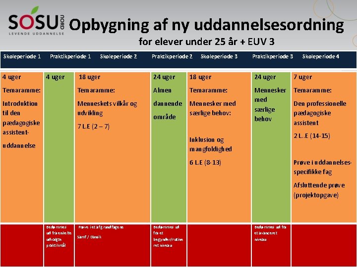 Opbygning af ny uddannelsesordning for elever under 25 år + EUV 3 Skoleperiode 1