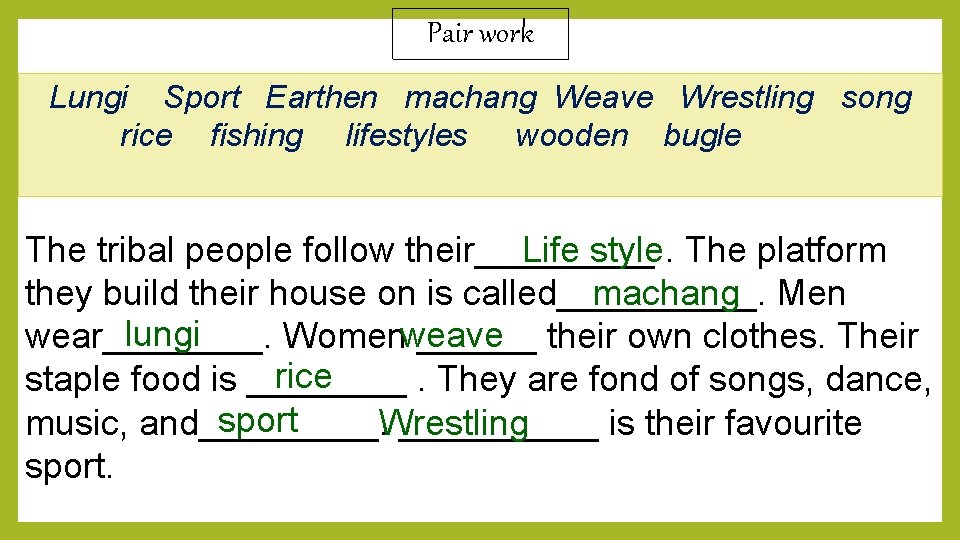 Pair work Lungi Sport Earthen machang Weave Wrestling song rice fishing lifestyles wooden bugle