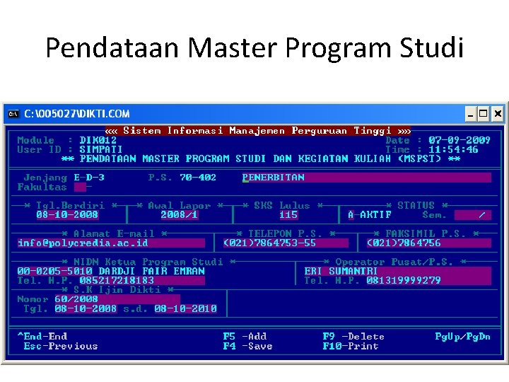 Pendataan Master Program Studi 