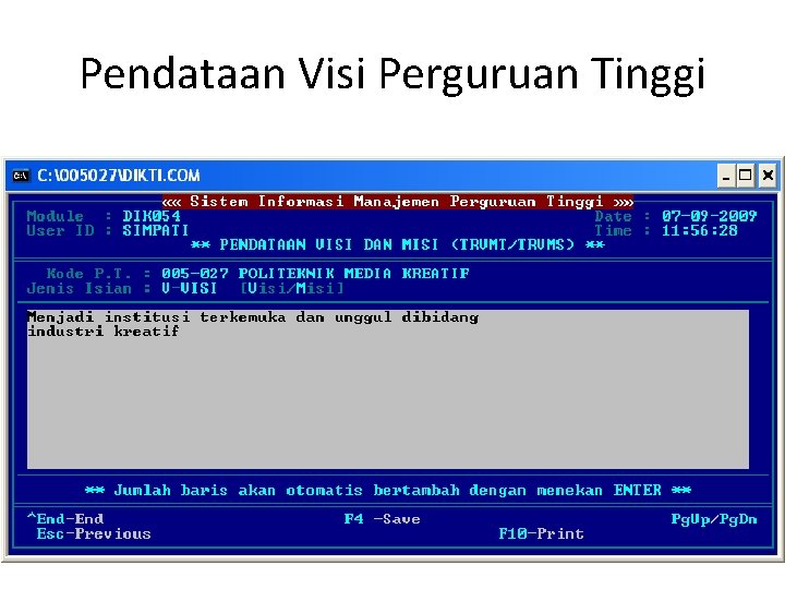 Pendataan Visi Perguruan Tinggi 