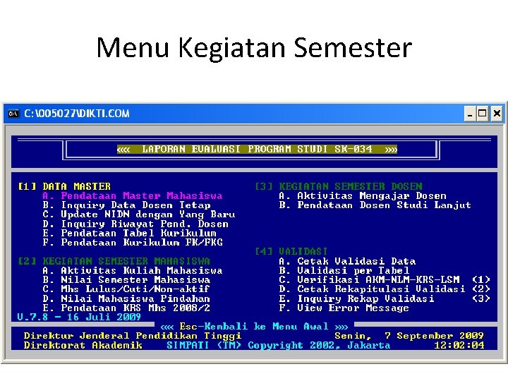 Menu Kegiatan Semester 