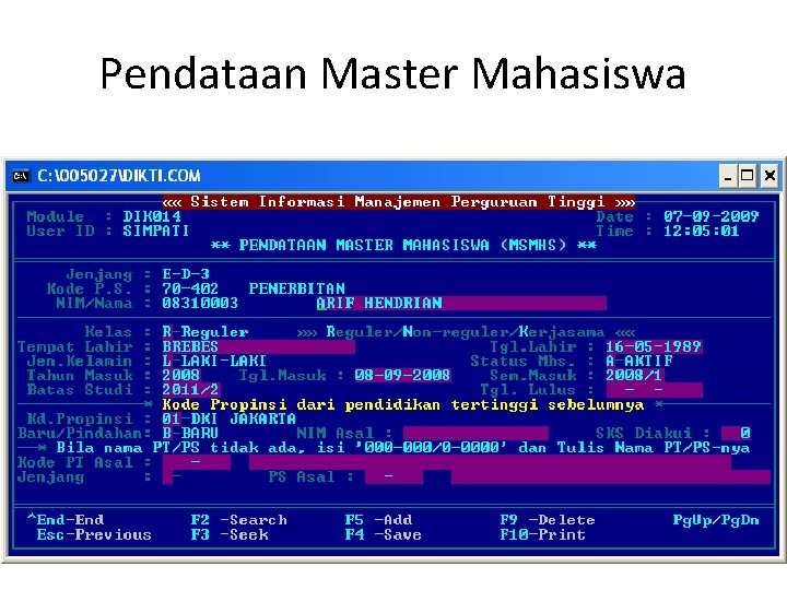 Pendataan Master Mahasiswa 