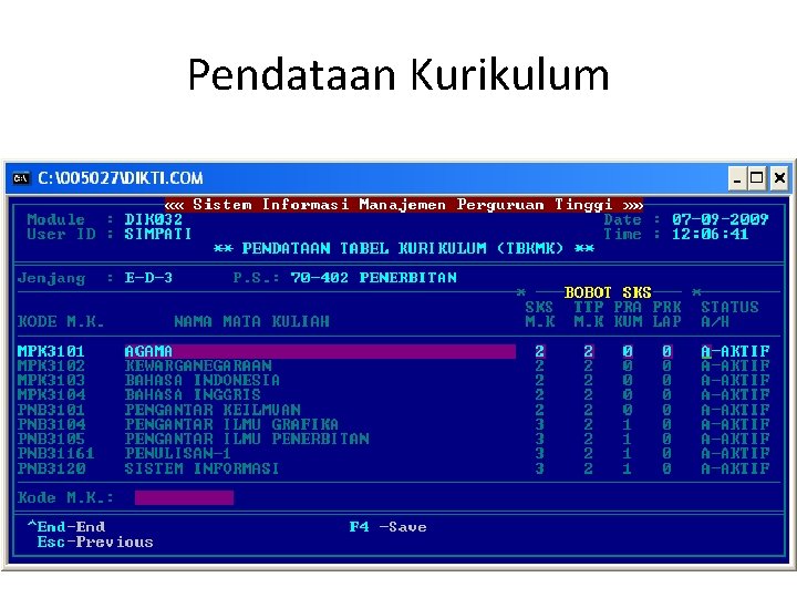 Pendataan Kurikulum 