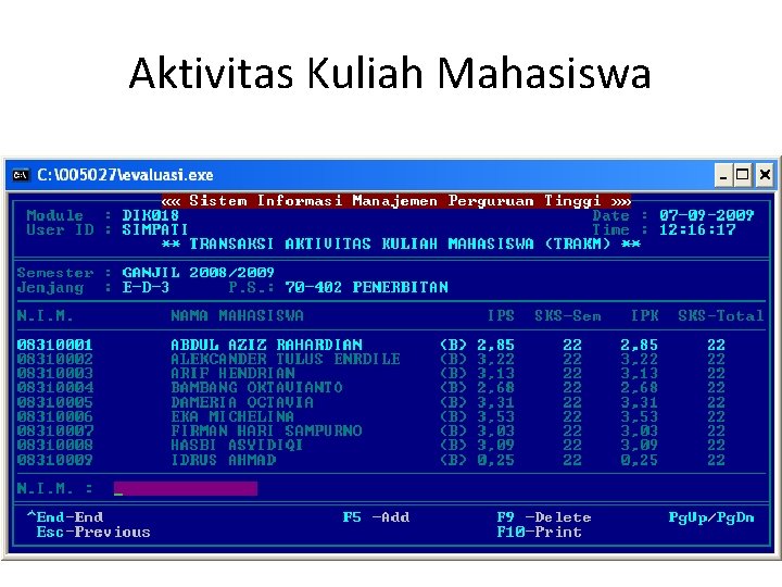 Aktivitas Kuliah Mahasiswa 