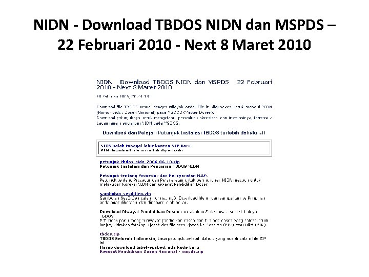 NIDN - Download TBDOS NIDN dan MSPDS – 22 Februari 2010 - Next 8