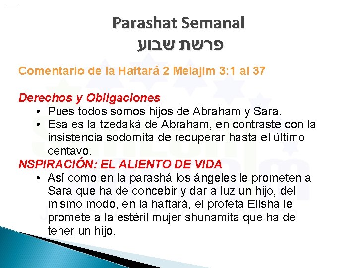 Parashat Semanal פרשת שבוע Comentario de la Haftará 2 Melajim 3: 1 al 37