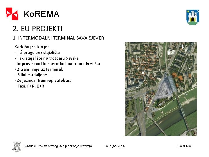 Ko. REMA 2. EU PROJEKTI 1. INTERMODALNI TERMINAL SAVA SJEVER Sadašnje stanje: - HŽ