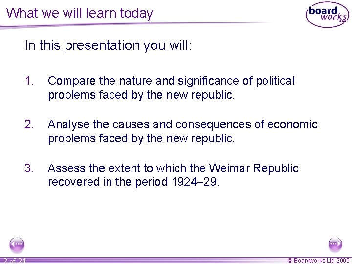 What we will learn today In this presentation you will: 1. Compare the nature