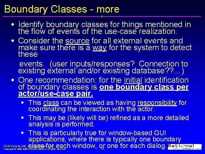 Boundary Classes - more w Identify boundary classes for things mentioned in the flow