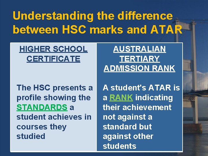 Understanding the difference between HSC marks and ATAR HIGHER SCHOOL CERTIFICATE AUSTRALIAN TERTIARY ADMISSION
