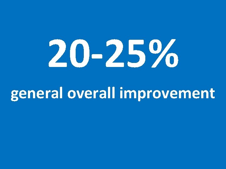 20 -25% general overall improvement 