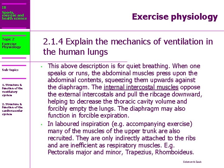 IB Sports, exercise and health science Exercise physiology 2. 1. 4 Explain the mechanics