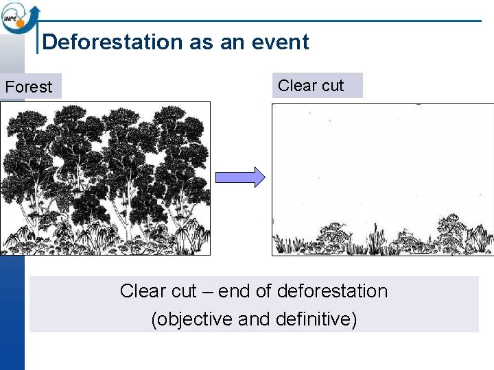 Deforestation as an event Forest Clear cut – end of deforestation (objective and definitive)