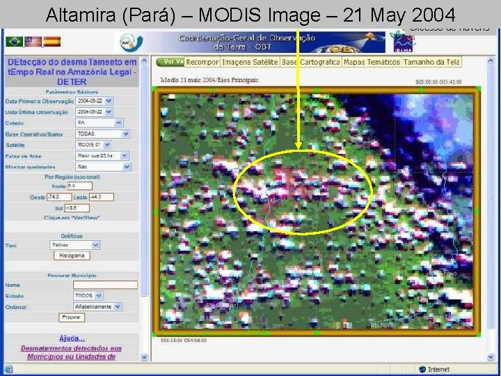 Imagem Modis de 2004 -05 -21, com excesso de nuvens Altamira (Pará) – MODIS