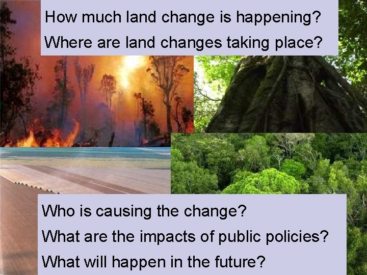 How much land change is happening? Global Change Where are land changes taking place?