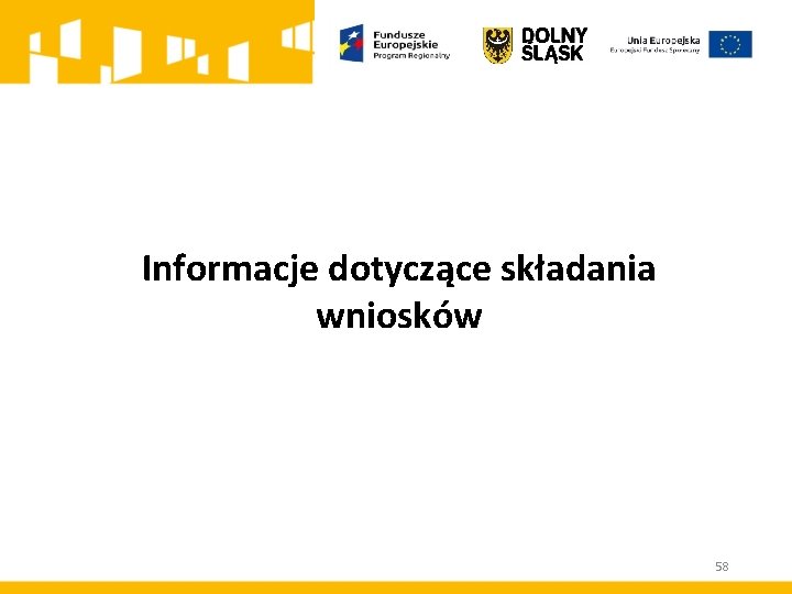 Informacje dotyczące składania wniosków 58 