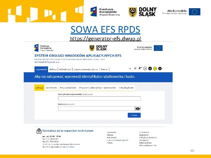 SOWA EFS RPDS https: //generator-efs. dwup. pl 60 