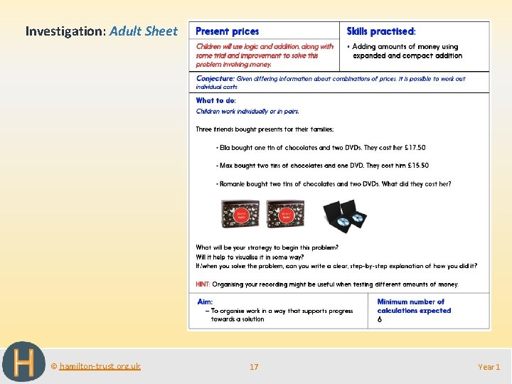 Investigation: Adult Sheet © hamilton-trust. org. uk 17 Year 1 