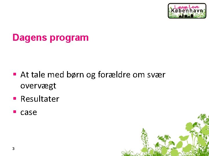 Dagens program § At tale med børn og forældre om svær overvægt § Resultater