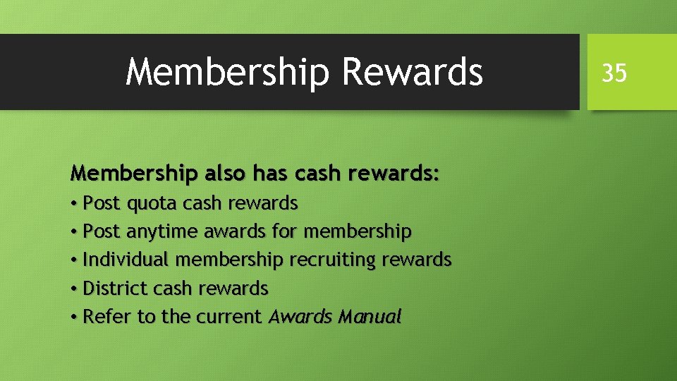 Membership Rewards Membership also has cash rewards: • Post quota cash rewards • Post Membership Rewards Membership also has cash rewards: • Post quota cash rewards • Post