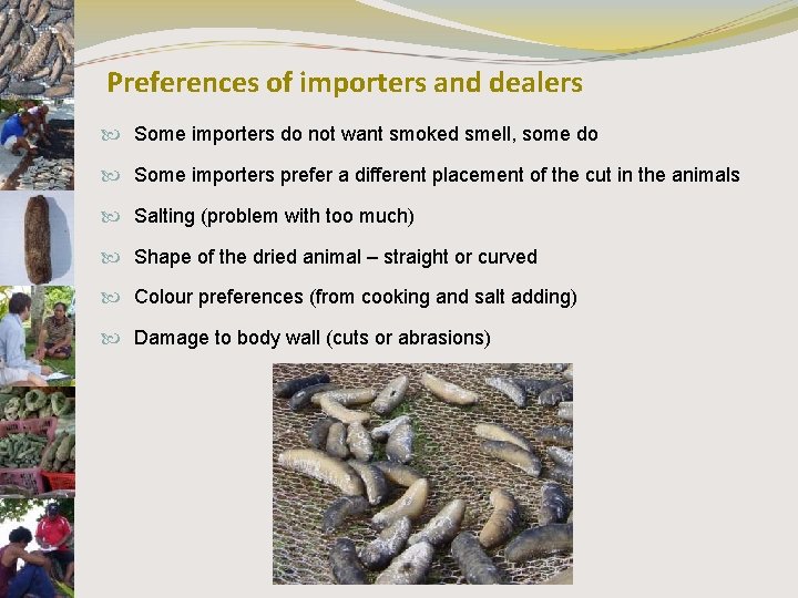 Preferences of importers and dealers Some importers do not want smoked smell, some do