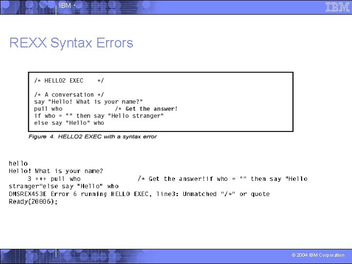 IBM ^ REXX Syntax Errors © 2004 IBM Corporation 