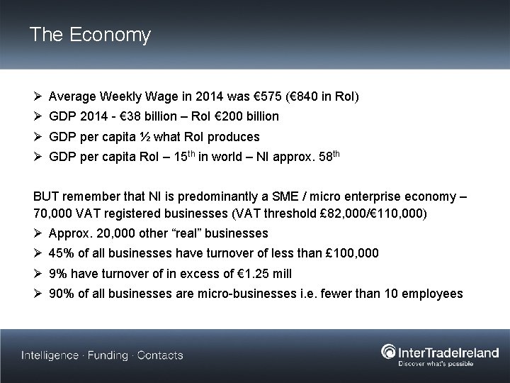 The Economy Ø Average Weekly Wage in 2014 was € 575 (€ 840 in