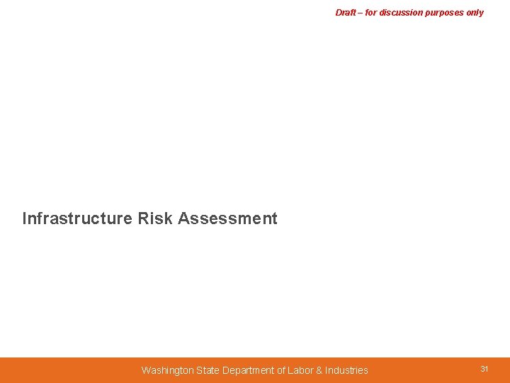 Draft – for discussion purposes only Infrastructure Risk Assessment Washington State Department of Labor